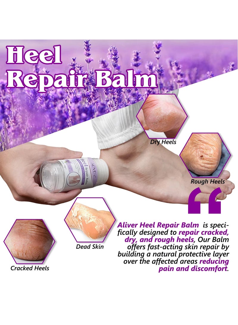 ALIVER 70g Cracked Heel Repair Balm Lavender Scent Foot Cream for Cracked Heels and Dry Skin Cracked Heel Repair Balm with Shea Butter & Olive Oil Hydrates and Softens Dry Feet  - Image 5