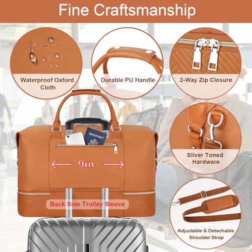 ITIEZY Weekender Bag for Women, Travel Duffel Bag Carry On Overnight Bag with Shoe Compartment Large Nylon Travel Weekend Tote Bag - Image 5