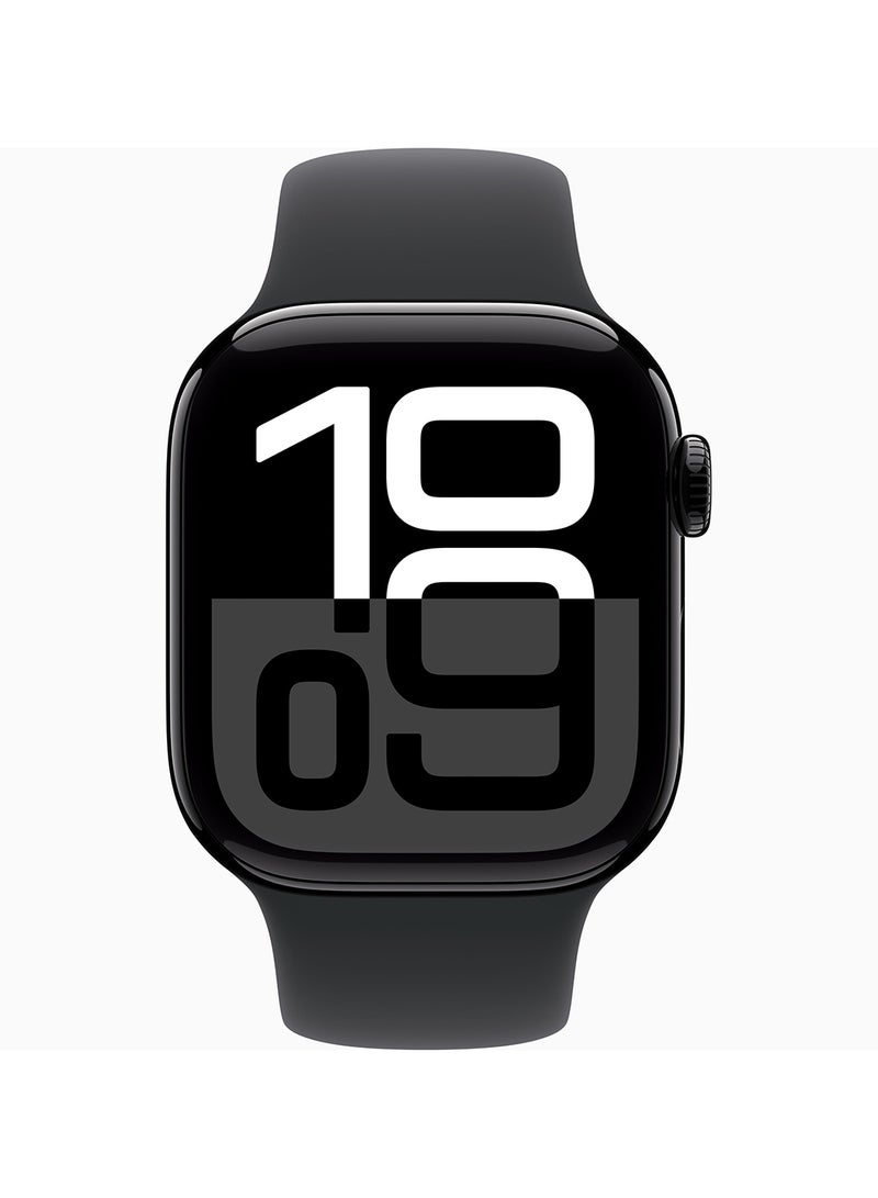 Apple Watch Series 10 GPS + Cellular 46mm Jet Black Aluminium Case With Black Sport Band - Image 2