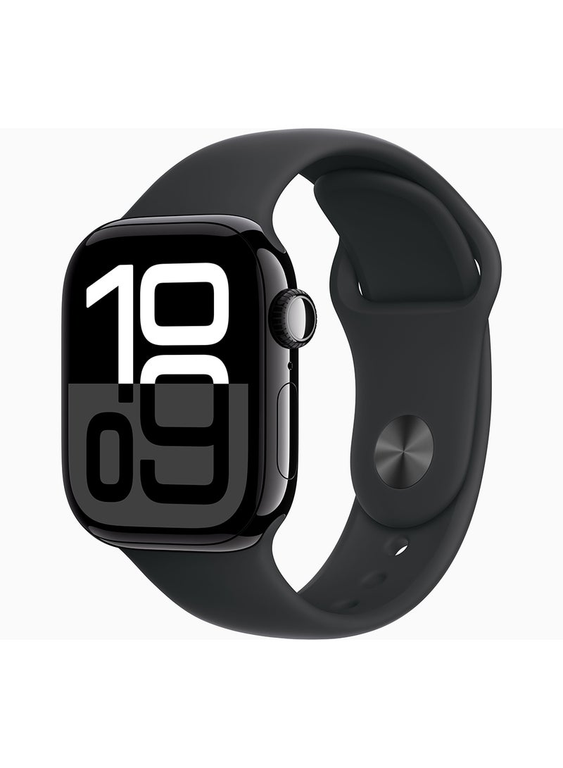 Apple Watch Series 10 GPS + Cellular 46mm Jet Black Aluminium Case With Black Sport Band - Image 1