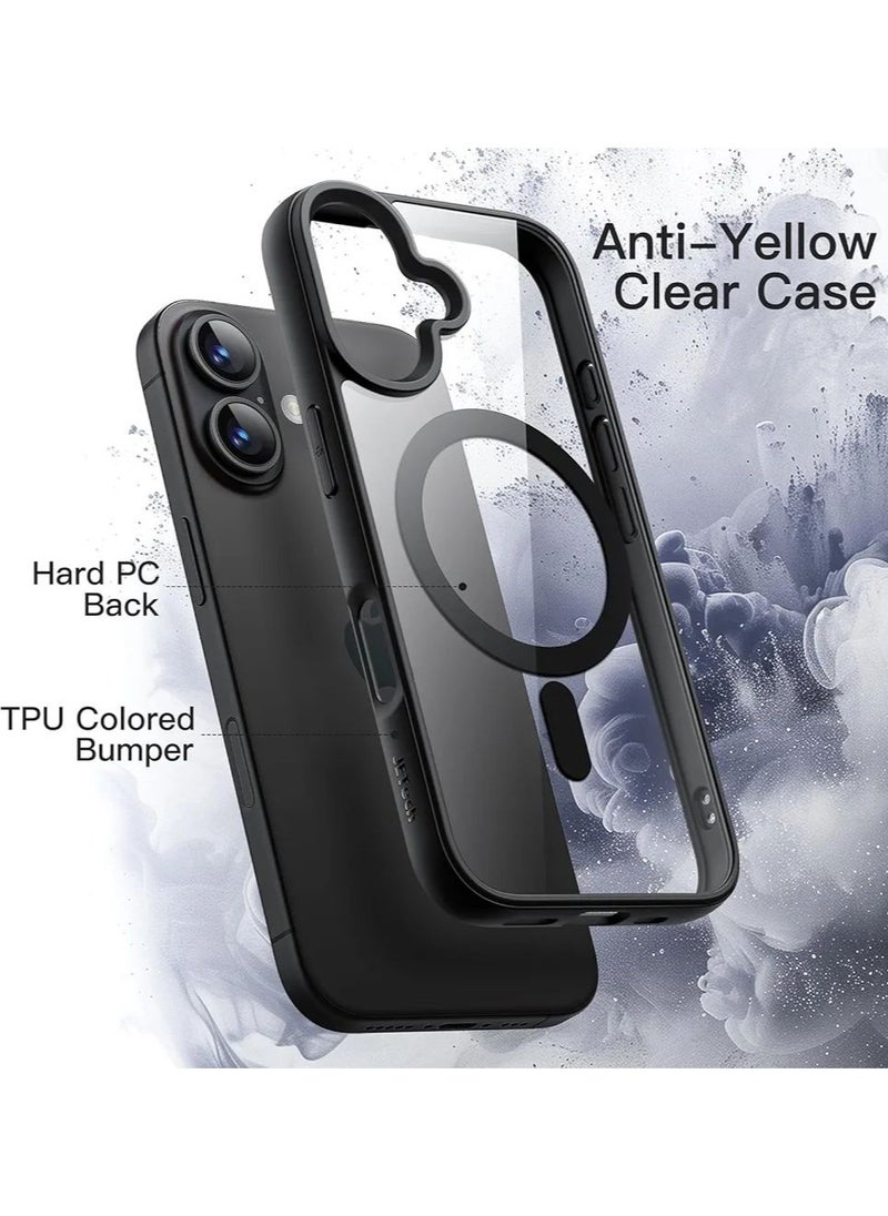 Denx - Magnetic Case for iPhone 16 Plus Case, Compatible with MagSafe, Plating Luxury Cover, Clear Soft TPU Shockproof Protective Phone Case, (Black) - Image 1