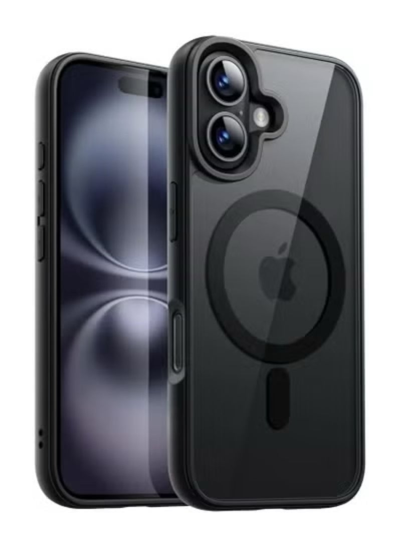 ACLIX Magnetic Case for iPhone 16 Plus [Shockproof & Slim] Clear Hard Back Cover with high-Grade Protection | Black - Image 1