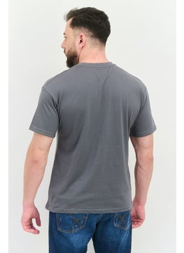 Fudo Men Crew Neck Short Sleeve Brand Logo T-Shirt, Grey  - Image 4