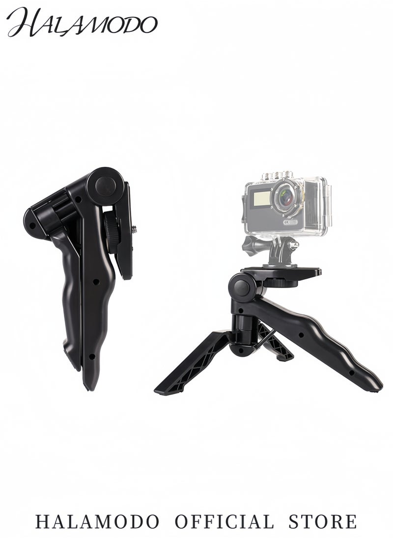 Mini Tripod Stand with Hand Grip Adjustable Phone Holder Portable Camera Mount for Smartphones DSLR GoPro Compact and Foldable Stabilizer for Photography Video Recording and Live Streaming
