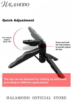 HALAMODO Mini Tripod Stand with Hand Grip Adjustable Phone Holder Portable Camera Mount for Smartphones DSLR GoPro Compact and Foldable Stabilizer for Photography Video Recording and Live Streaming  - Image 4