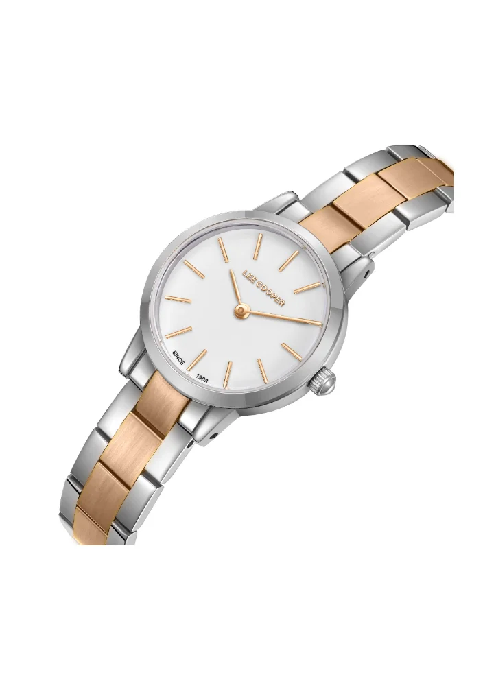 لي كوبر Women's Analog Display Watch With Silver/Rose Gold Metal Strap - LC08098.520