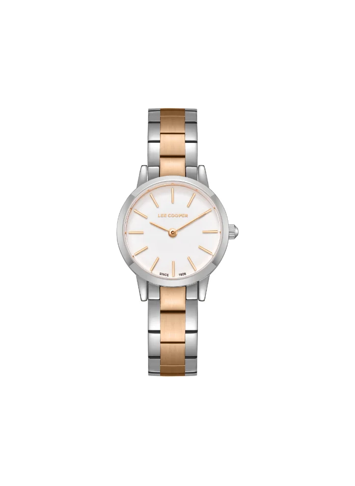 لي كوبر Women's Analog Display Watch With Silver/Rose Gold Metal Strap - LC08098.520
