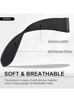 KENSUO Magnetic Leather Band Compatible with Samsung Galaxy Watch 7/6/5/4/Active 2 40mm 44mm/Watch 6 Classic 43mm 47mm/Watch 5 Pro 45mm/Watch 4 Classic 42mm 46mm, 20mm Strap for Men, Black  - Image 4
