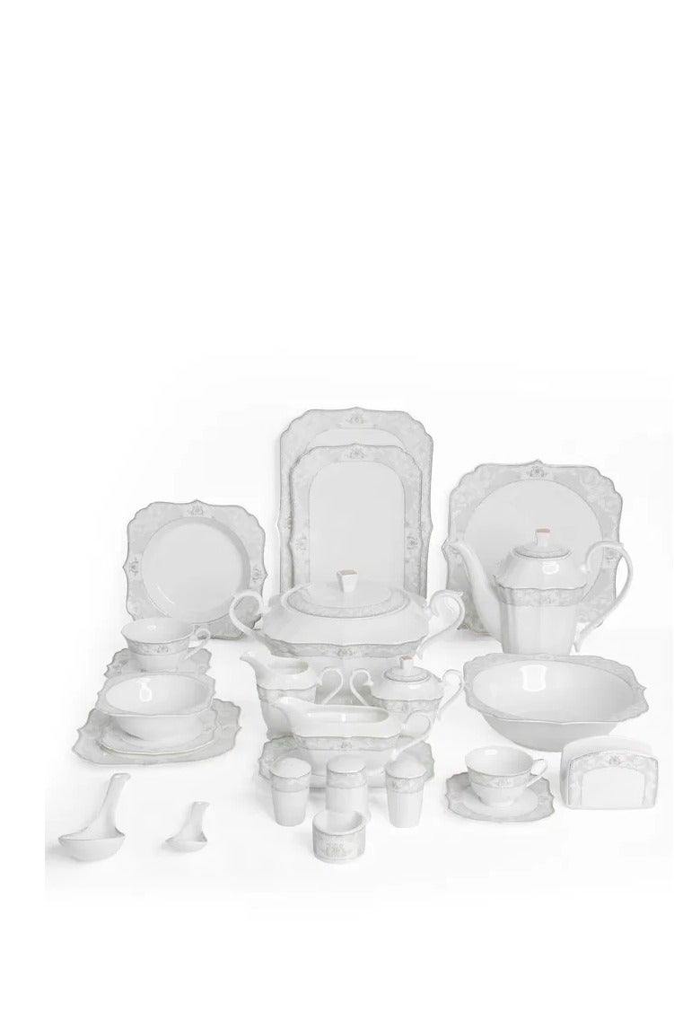 السيف غاليري طقم سفرة بورسلان السيف غاليري، 166 قطعة، نقش ذهبي - ابيض - Image 1