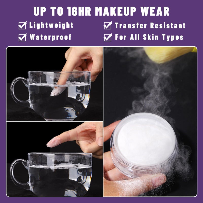 UCANBEMAKEUP UCANBEMAKUP Long Lasting Makeup Setting Spray Kit- 6.76 Fl oz Hydrating Matte Finish Mist Lightweight Face Make up Fixer +Translucent Loose Setting Powder+2PC Sponge Puff Set - Image 4