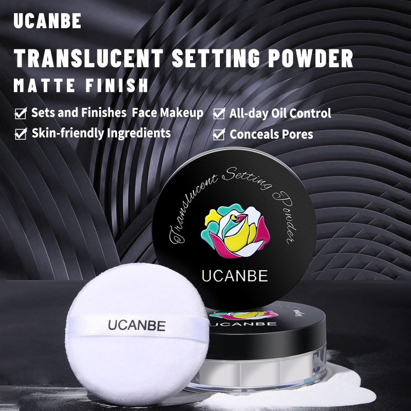 UCANBEMAKEUP UCANBEMAKUP Long Lasting Makeup Setting Spray Kit- 6.76 Fl oz Hydrating Matte Finish Mist Lightweight Face Make up Fixer +Translucent Loose Setting Powder+2PC Sponge Puff Set - Image 3