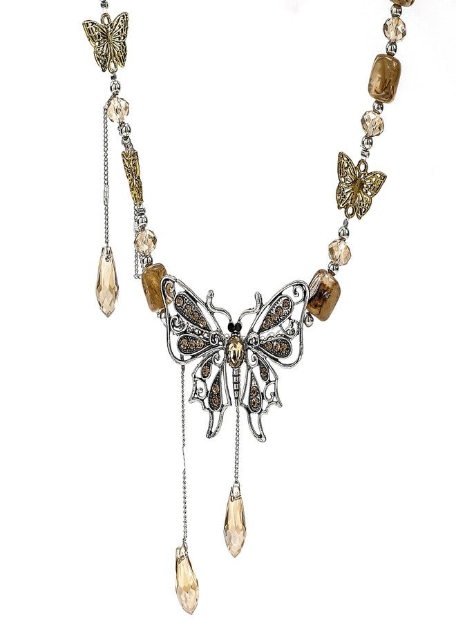MOSTORY Butterfly Fairy Necklace for Renaissance - Vintage Renfaire Choker for Woodland Fairy Costume Women Retro Cosplay, Acrylic, No Gemstone - Image 1
