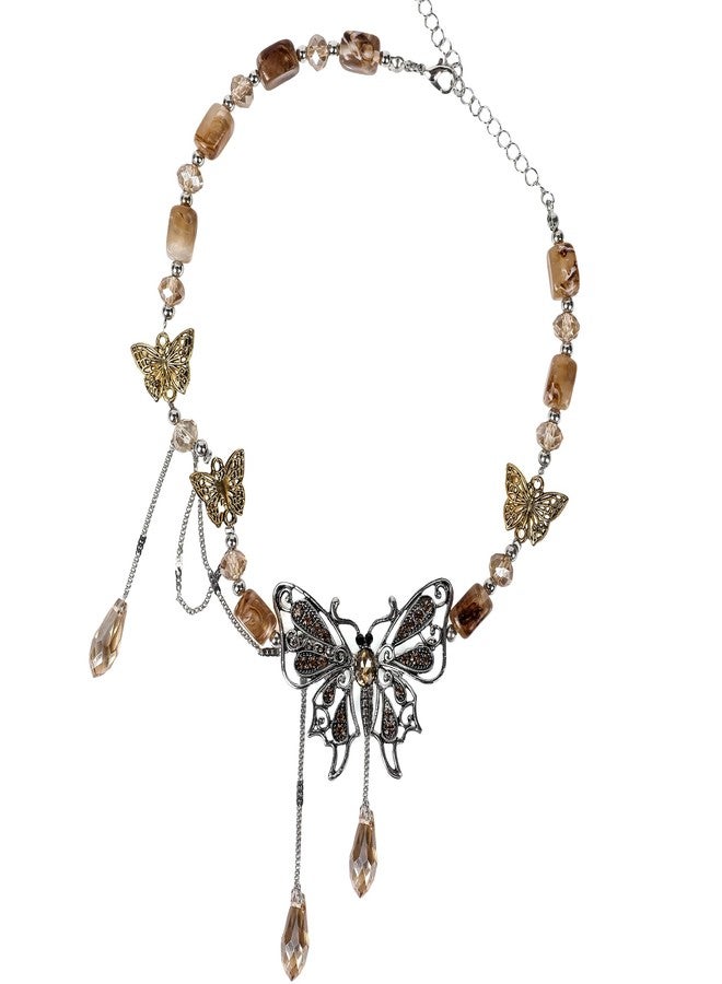 MOSTORY Butterfly Fairy Necklace for Renaissance - Vintage Renfaire Choker for Woodland Fairy Costume Women Retro Cosplay, Acrylic, No Gemstone - Image 2