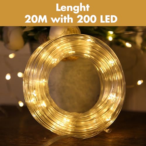 GIGAWATTS GW-502-200 22m Solar Strip Lights 200 LED | 8 Modes Rope Lamp with 800mAh Ni-MH Battery, Waterproof Solar Strip Light Outdoor for Garden, Home & Diwali Decoration (Pack of 1, Warm White) - Image 3