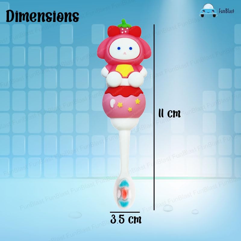 FunBlast Soft Bristle Cartoon Toothbrush - Animal Design Softs Tooth Brush, Extra Microfiber Soft Bristles Toothbrush for 2-7 Years old Children, Manual Toothbrush for Kids, Boys and Girls (Doll) - Image 2