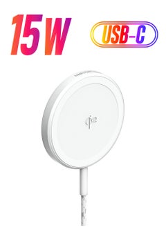 Unisynk Unisynk Magnetic Wireless Charger Qi2 15W - USB-C, Magnetic Attachment, Fast Wireless Charging, 2m Cable White  - Image 1