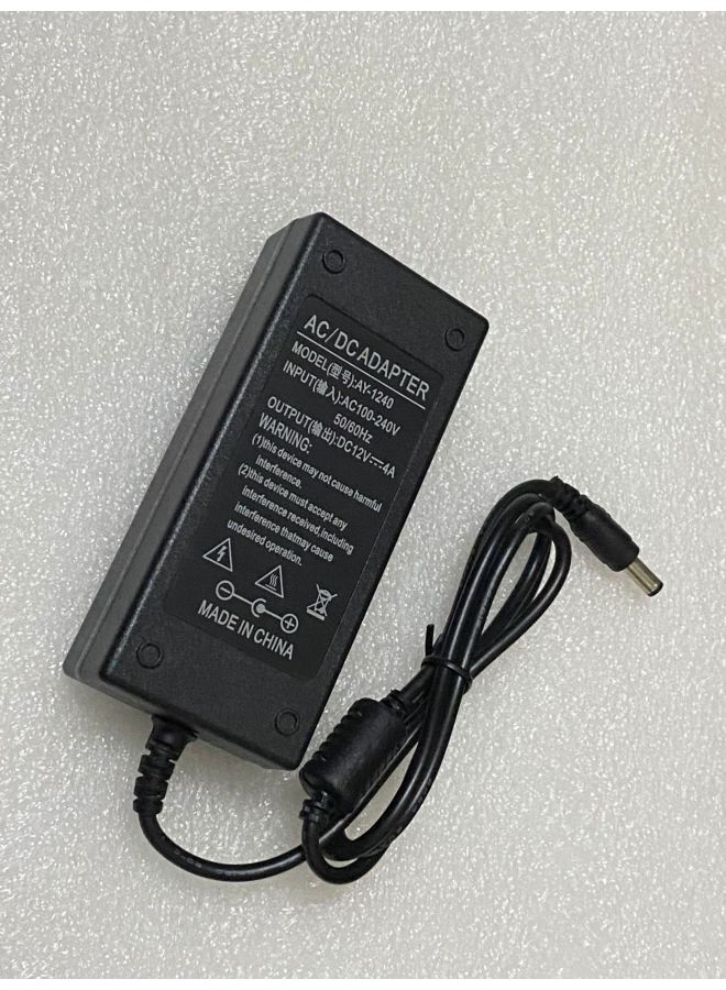 12V 4A Power Adapter-Color:Black