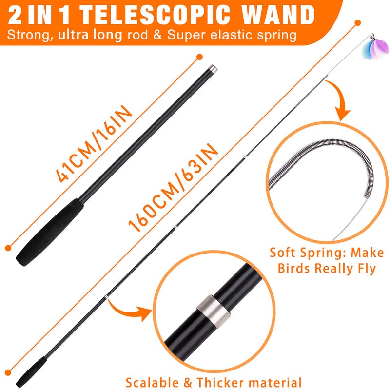 JXFUKAL 2025 Latest Cat Toys, 2 in 1 Spring Cat Wand Toy with 2PCS Ultra-Long Cat Teaser, 4PCS Spring Steel Wire & 5PCS Feather Refills for Kitty Kitten Indoor Cats Accessories - Image 2