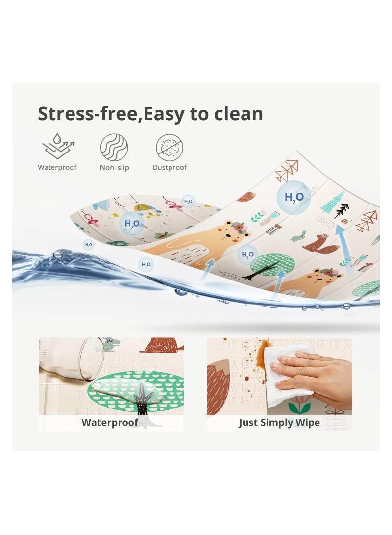 Foldable Baby Play Mat Extra Large Waterproof Activity Playmats for Babies,Toddlers, Infants, Play  Tummy Time Foam Baby Mat for Floor with Travel Bag(200 * 180 * 1cm/79 * 71 * 0.4inch)(A) - Image 4