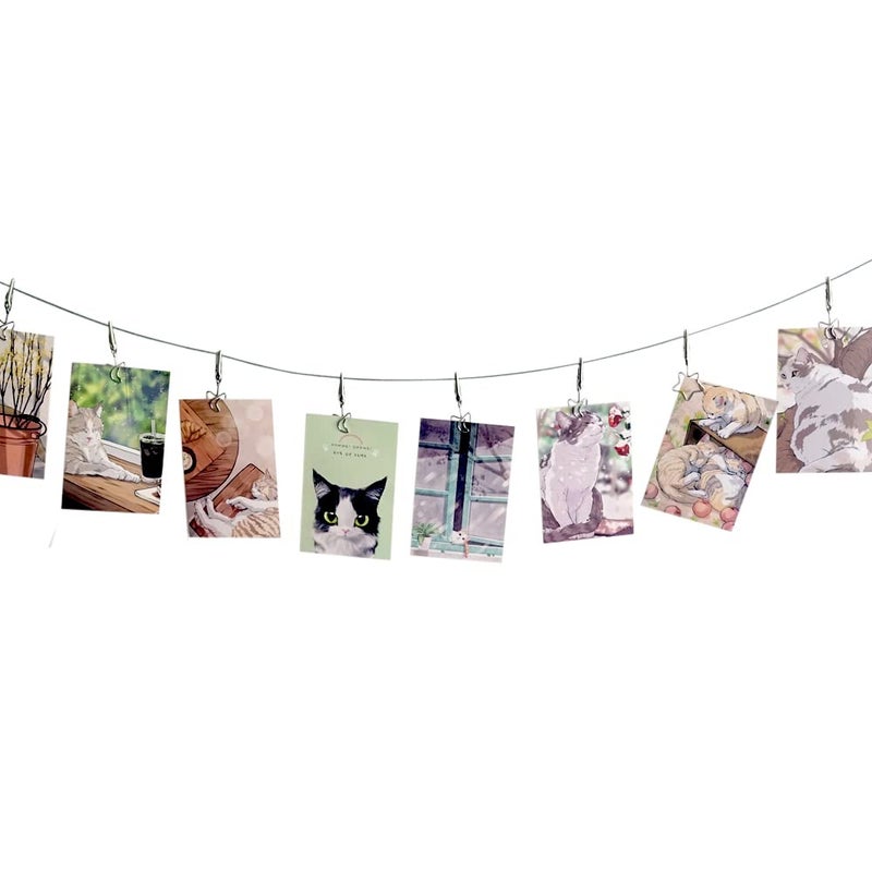 TFu Wall Hanging Photo Display DIY Picture Photo Frame String with 12 Clips for Hanging Photos Notes and Artworks Moon  Star