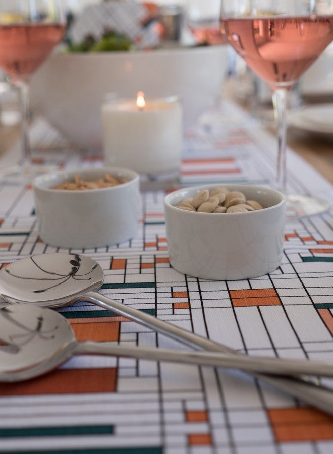 كاف هوم مفرش طاولة مطبوع عليه تصميم فرانك لويد رايت من KAF Home، مقاس 14 × 72 بوصة، مصنوع من القطن بنسبة 100% (أوك بارك) - Image 5