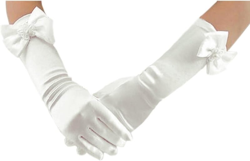 Long Gloves for Flower Girls & Princesses - Formal Wedding Gloves
