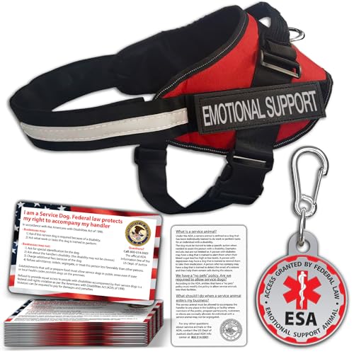 Pelto ESA Dog Vest + ID Tag + 50 ADA Information Cards - Emotional Support Dog Harness in Sizes X Small to XX-Large Metal Dog Tag Durable Clip Service Dog Information Cards - Image 1