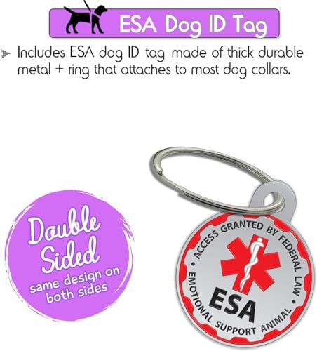 Pelto ESA Dog Vest + ID Tag + 50 ADA Information Cards - Emotional Support Dog Harness in Sizes X Small to XX-Large Metal Dog Tag Durable Clip Service Dog Information Cards - Image 3