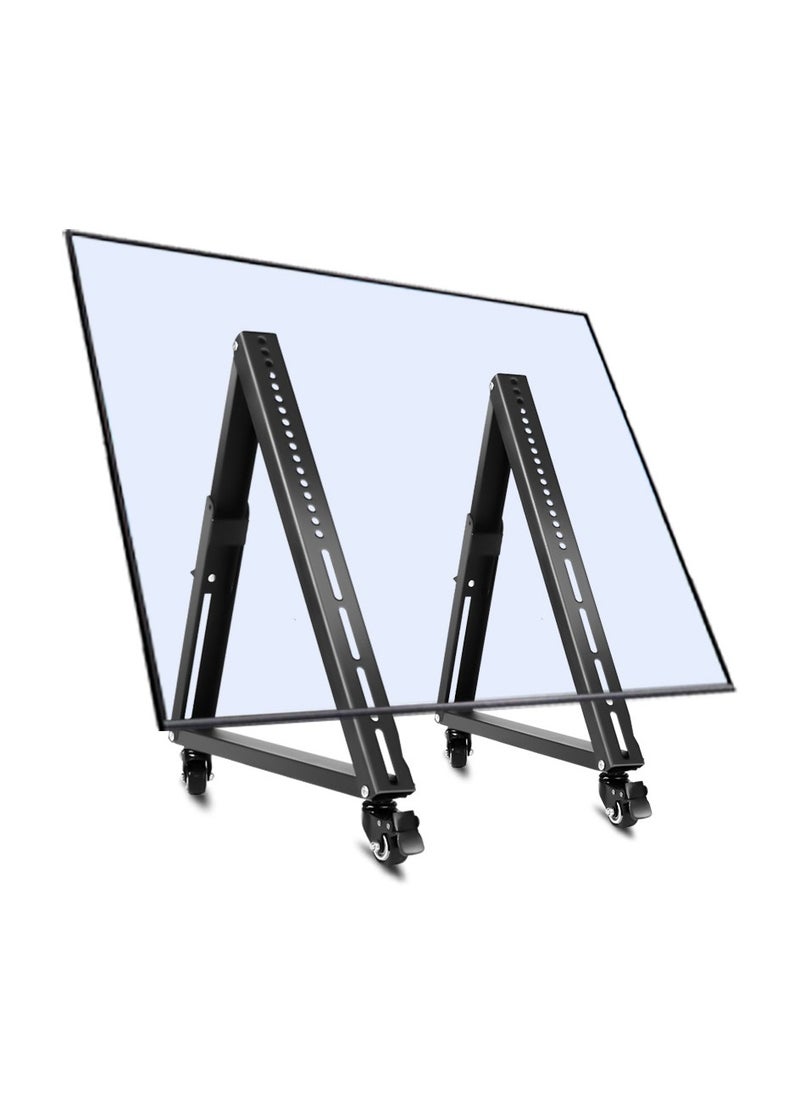 XiuWoo - Low Height Mobile TV Stand for 32 to 65 inch Flat Curved Screens, LED LCD, Adjustable Floor Monitor Cart, Rolling TV Mount with Wheels - Image 1