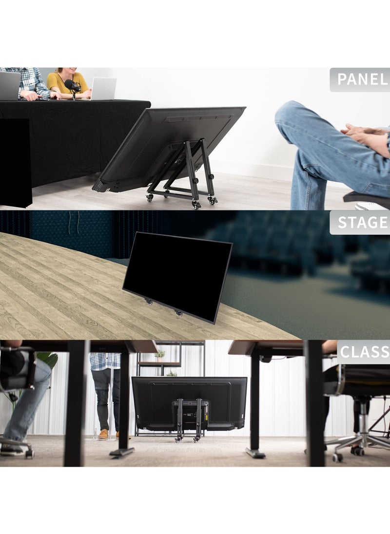 XiuWoo - Low Height Mobile TV Stand for 32 to 65 inch Flat Curved Screens, LED LCD, Adjustable Floor Monitor Cart, Rolling TV Mount with Wheels - Image 1
