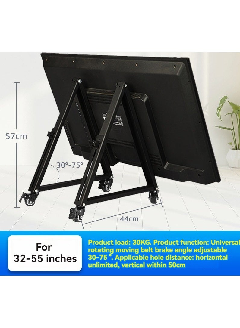 XiuWoo - Low Height Mobile TV Stand for 32 to 65 inch Flat Curved Screens, LED LCD, Adjustable Floor Monitor Cart, Rolling TV Mount with Wheels - Image 1