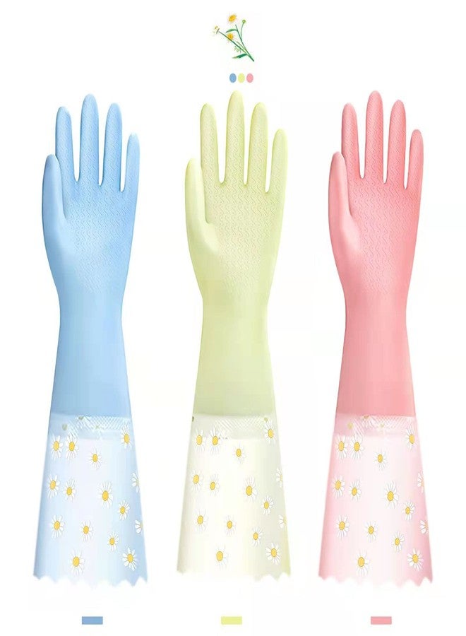 KAQ Dishwashing Cleaning Gloves 3 Pairs - Reusable Rubber Gloves Non-Slip Laundry Kitchen Gardening Waterproof Household Gloves(Medium) - Image 1