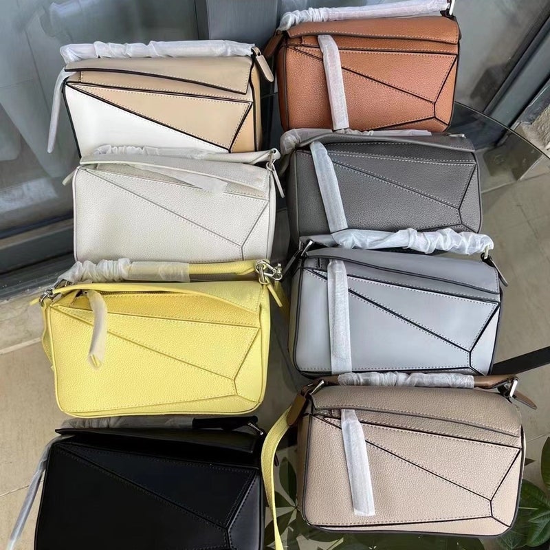 Genuine Lozuojia Geometric Bag 2025 Bag Light Luxury Niche First Layer Cowhide Patchwork Pillow Bag Hand-Held Crossbody Women'S Bag - Image 3