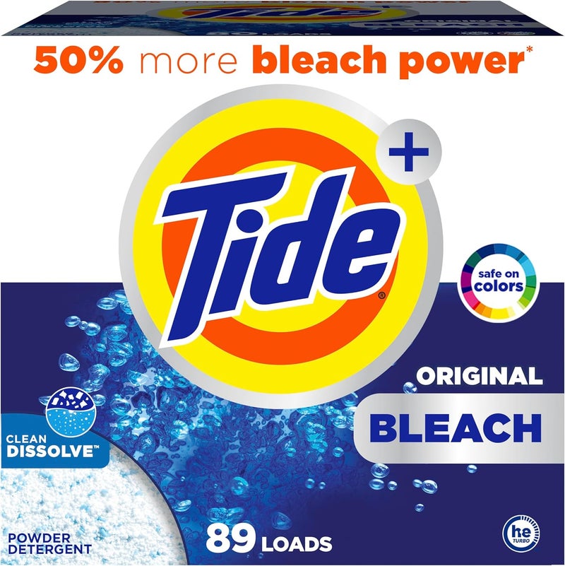 Tide Powder Laundry Detergent with Bleach, Original Scent, 89 Loads, 129 oz - Image 1