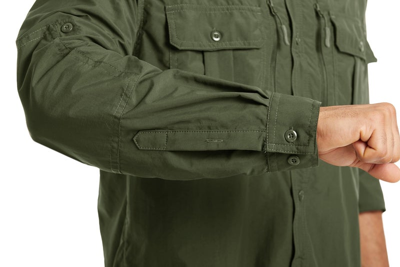 MAGCOMSEN Mens Button Down Shirts Long Sleeve UV Shirts Fishing Shirts for Men Work Shirts for Men Hiking Shirts Army Green S - Image 5