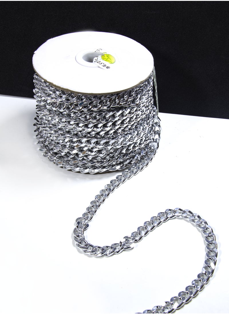 Generic Chain - 20m Heavy-Duty Silver-Plated Curb Chain, 9mm Wide - Ideal for Bag Straps, Jewelry Making, and DIY Crafts  - Image 2
