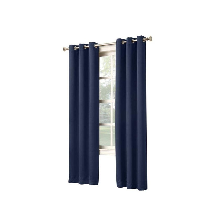 Sun Zero Easton Energy Saving Blackout Grommet Curtain Panel 40 x 95 Navy Blue