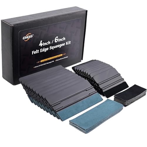 EHDIS 20pcs Vinyl Squeegee 4 Inch /6 inch Felt Edge Vinyl Scraper Decal Applicator Window Tint Tool with Black Fabric Felt Edge for Car Wrapping, Wallpaper Smoothing - Image 1