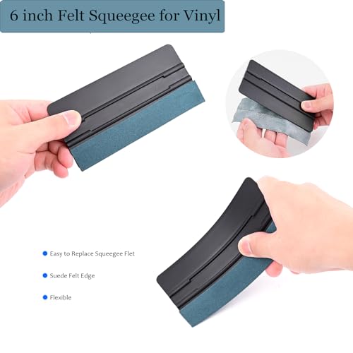 EHDIS 20pcs Vinyl Squeegee 4 Inch /6 inch Felt Edge Vinyl Scraper Decal Applicator Window Tint Tool with Black Fabric Felt Edge for Car Wrapping, Wallpaper Smoothing - Image 3