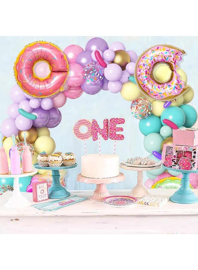 Amandir 139pcs Pastel Donut Balloon Garland Arch Kit, Donut Sweet One Birthday Party Decorations Pink Sprinkles Confetti Ice Cream Foil Balloons for Donut Grow Up Baby Shower Two Sweet Party Supplies - Image 3