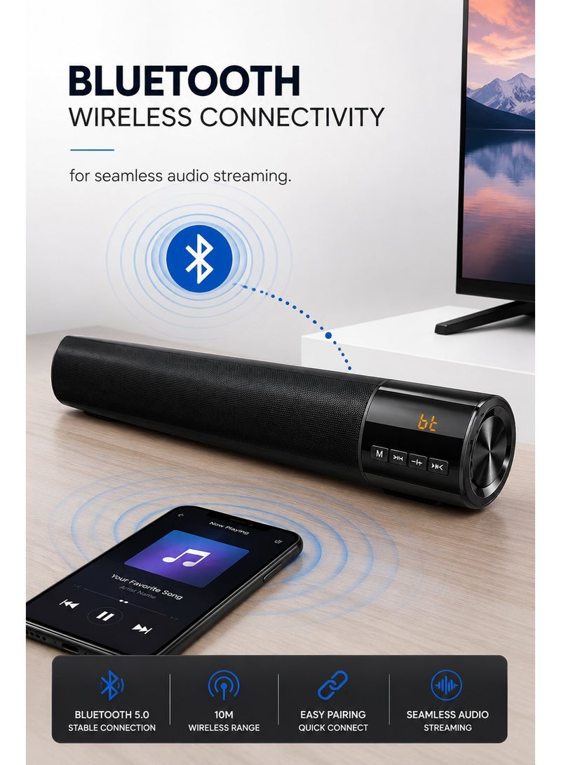 Kisonli LED  Stereo Speaker, Stereo Sound, Wireless Bluetooth Speaker, Support Aux/USB/Memory Card/Radio, Built-in Microphone for Answering Calls Through It - Image 3