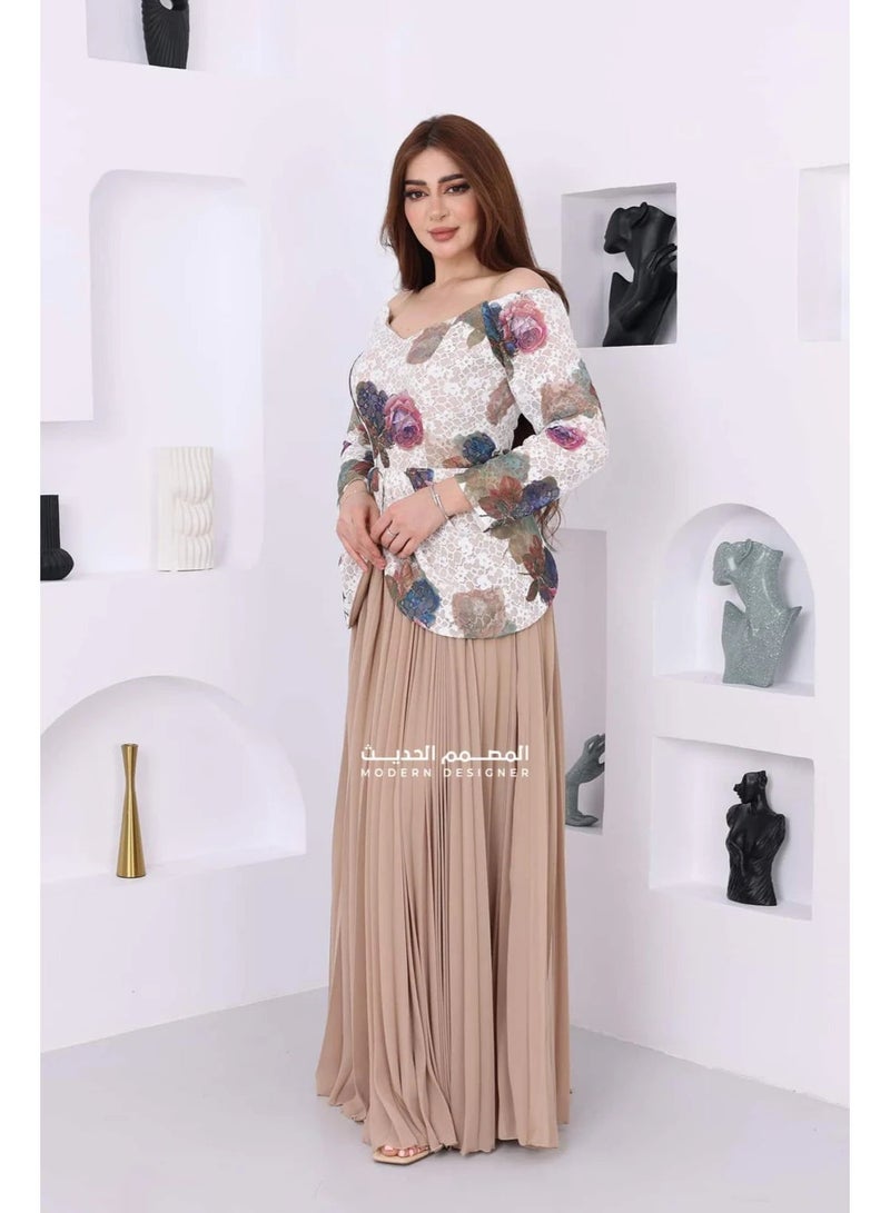المصمم الحديث فستان مناسبات فاخر بتصميم يجمع بين الأناقة والفخامة، مثالي للمناسبات والحفلات يتميز الفستان بتصميم فريد من براند المصمم الحديث - Image 2