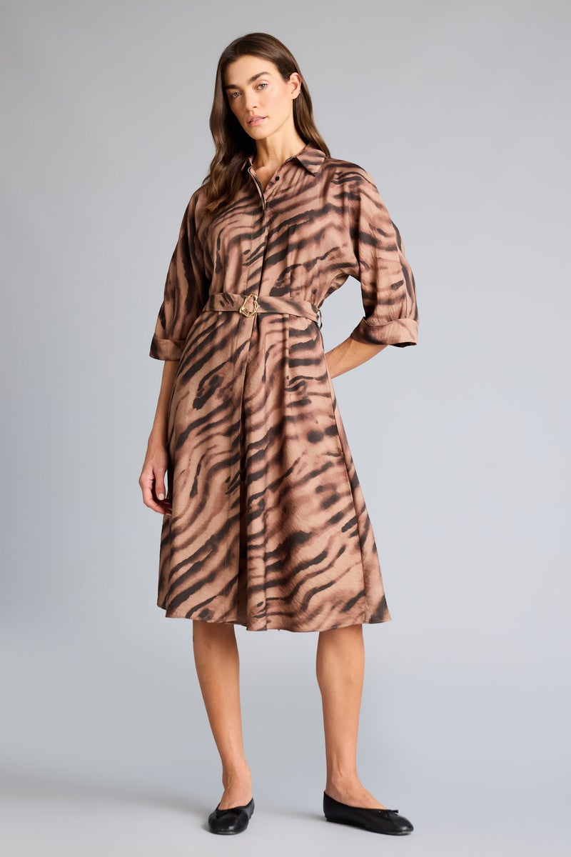 DeFacto Brown Woman Shirt Collar Double Sleeves Dress Casual - Image 2