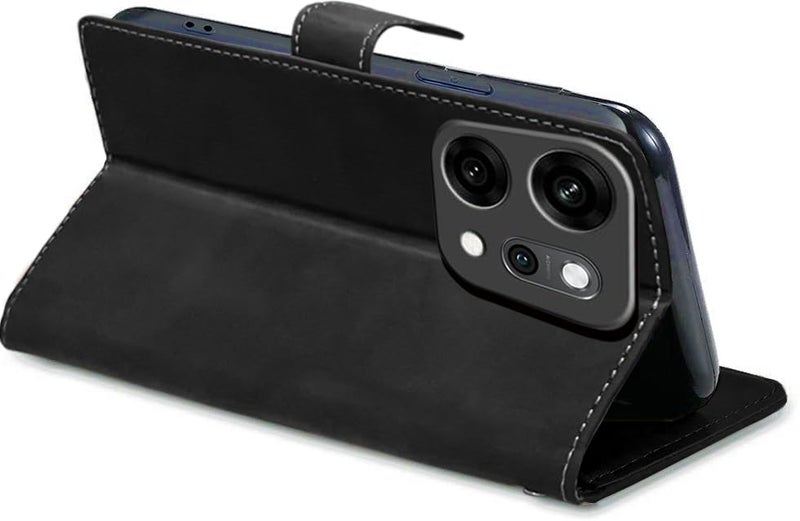 Excelsior Flip Cover for Oppo Reno 14 | Premium PU Leather | Full Protection (Black) - Image 3