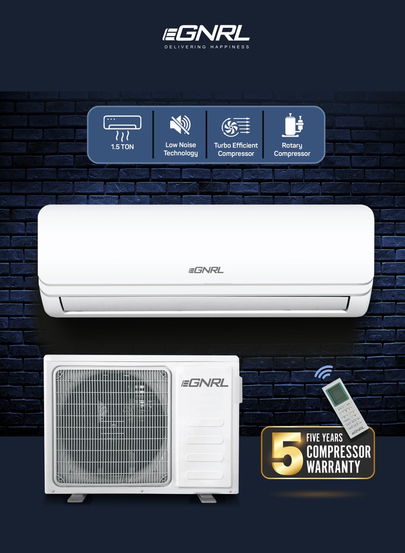 EGNRL 1.5 TON T3 Rotary Split AC R410a, EG18TN, 2025 New Series Model | Turbo Efficient Compressor, Auto Restart & Smart Function, | Remote Included, White - Free 5 Year Compressor Warranty 1910.0 W EG18TN White - Image 1