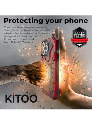 iPhone 12 Pro Max Premium Armor Case Built-In Kickstand - Military-Grade Shockproof Protective Cover with Reinforced Corners (Red) - view 4