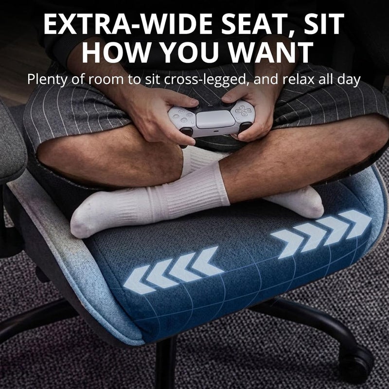 KSA market popular practical build Gaming Chair, Gaming Chairs for Adults, Ergonomic Fabric Computer Chair, Reclining PC Gamer Chairs with Headrest and Lumbar Support, Height Adjustable Office Chairs for Home, 150KG, Grey Black Daily use improved quality - Image 3