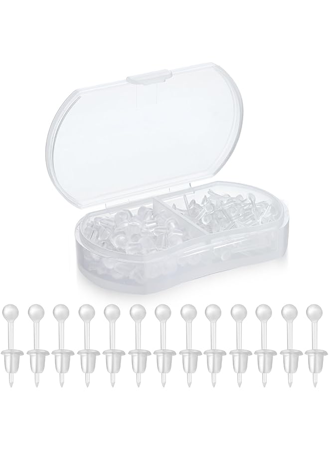 erorex 200Pcs Plastic Earrings Clear Earrings Findings Set 3Mm Plastic Earrings Findings Set For Sensitive Ears For Men And Women Earrings Clear Stud Earrings Round - Image 1