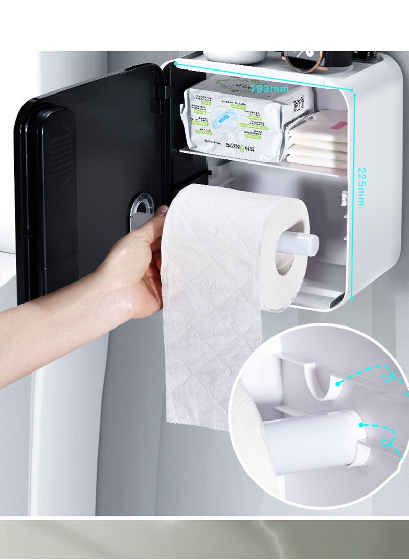 Generic - Smart Aromatherapy Bathroom Tissue Box Toilet Paper Storage Rack Nail-free Drill-free Waterproof Suitable for Bathroom and Toilet Grey - Image 1