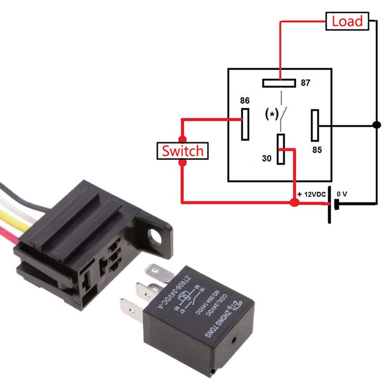 ESUPPORT Car Heavy Duty Relay Switch 12V 30A SPST 4Pin Wire Socket Plug Harness Waterproof Electrical Automotive Pack of 5 - Image 3